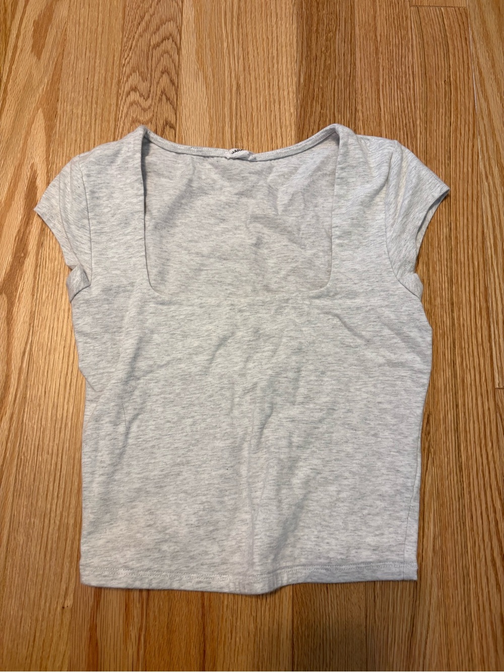 Garage Light Gray Square Neck Short Sleeve Tee